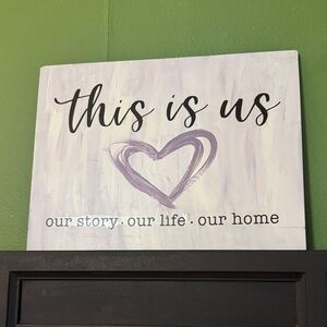 Hand Crafted Purple Heart 'This Is Us' Wall Art